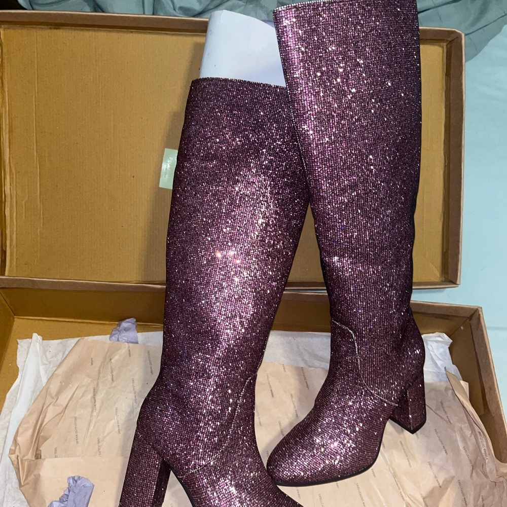 Urban Outfitters Sparkling Over the Knee Boots - Purple